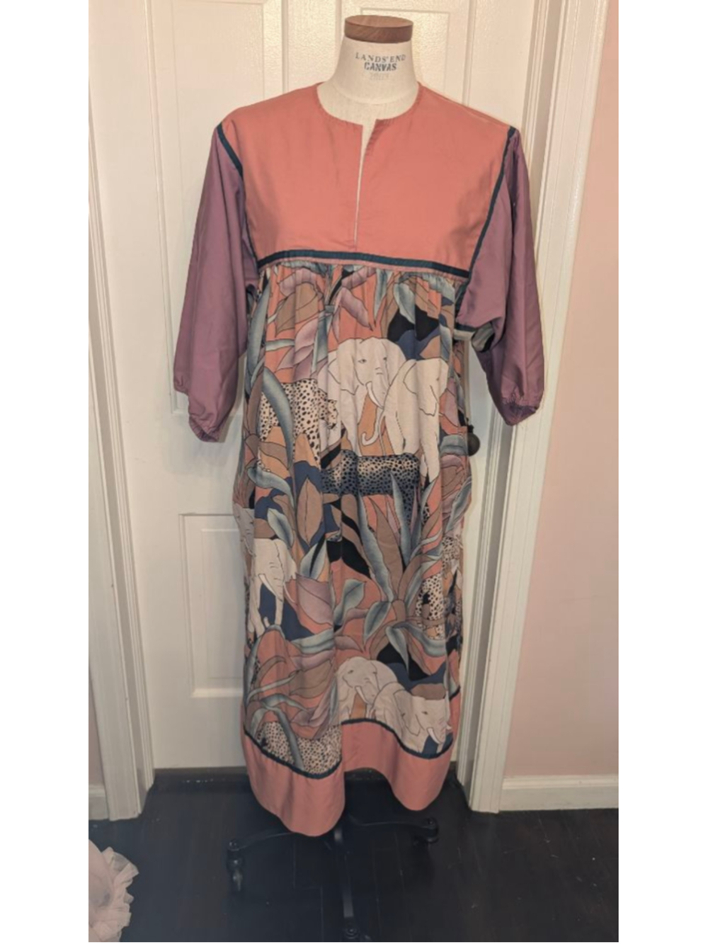 vintage 70s Krist Gudnason M L Pink Purple Elephant Leopard Print